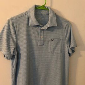 Vineyard Vines Blue and White Stripe Polo Large